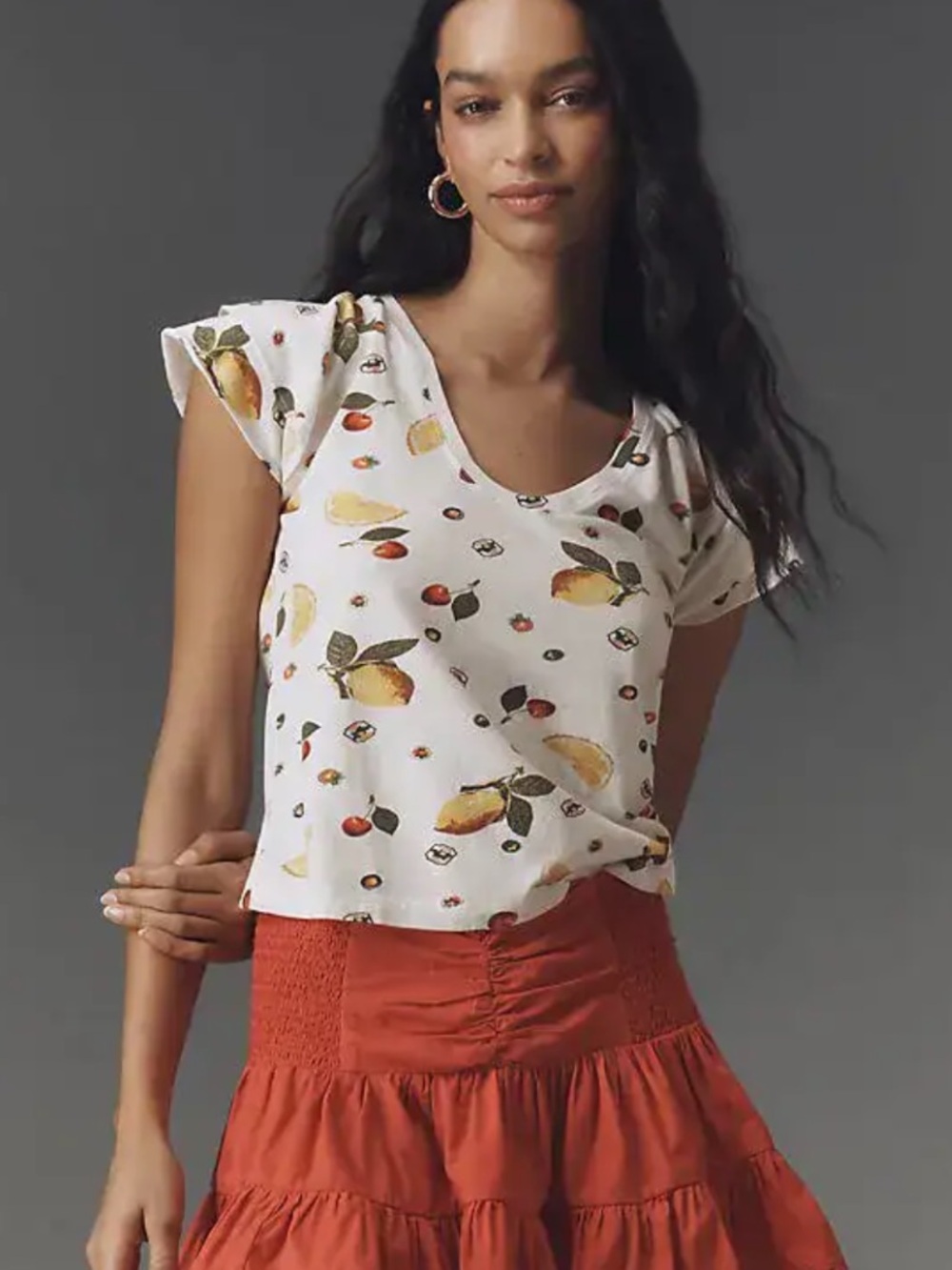 ANTHROPOLOGIE Maeve Fruit Print Top